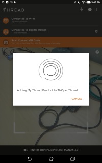 Thread Commissioning App scanning a QR code