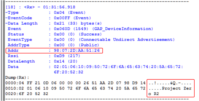 GAP device discovery event