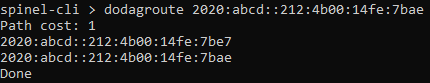 PySpinel CMD output of the dodagroute command