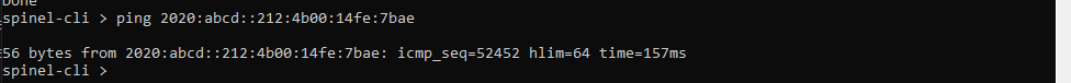 PySpinel CMD output of the ping command