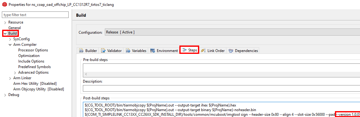 Changing the images version number in the Router Node project properties