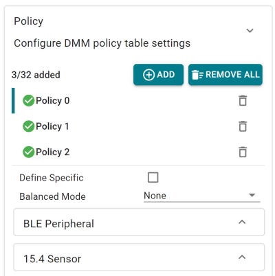 DMM SysConfig Policy Table