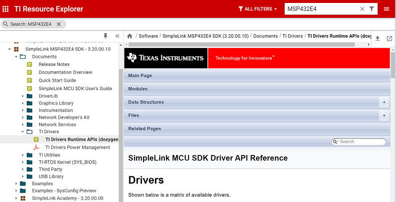 TI Drivers API Guide