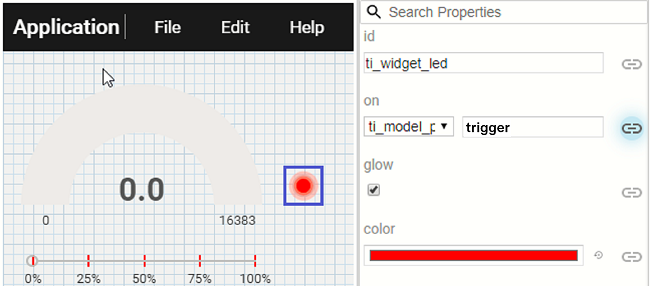 Bind the trigger variable to the LED indicator widget.
