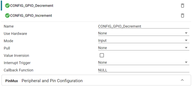 Create 2 GPIO input instances
