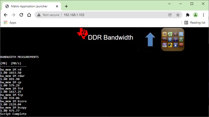 Alt Text - DDR bandwidth benchmarking results