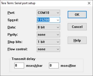 Alt Text - serial port setting