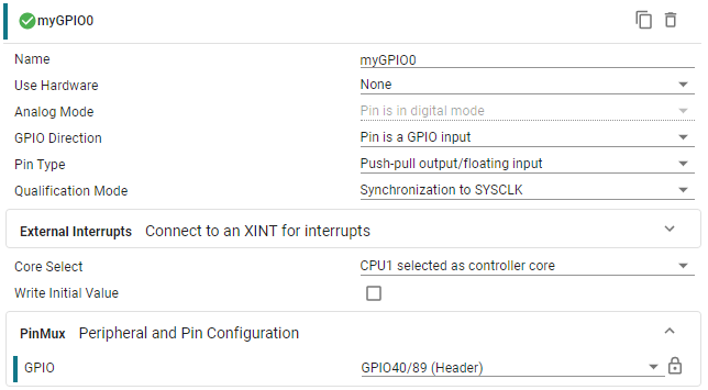 SysConfig External GPIO