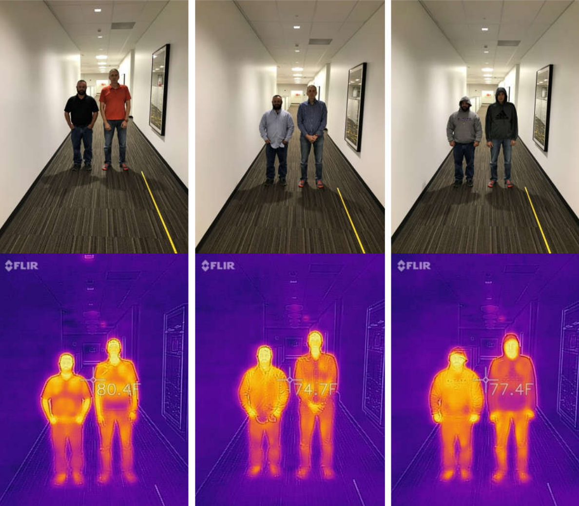 Infrared images taken via a FLIR camera