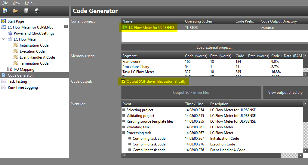 Sensor Controller Studio Code Generator