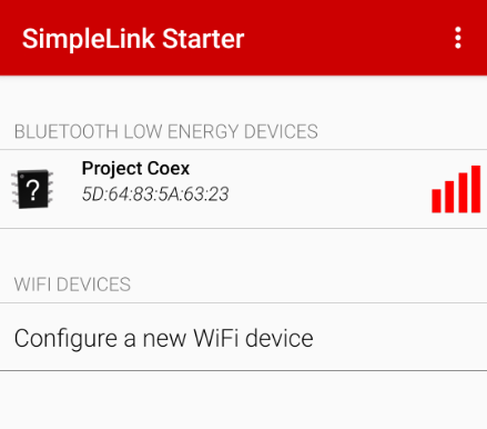 SimpleLink Starter App Scan