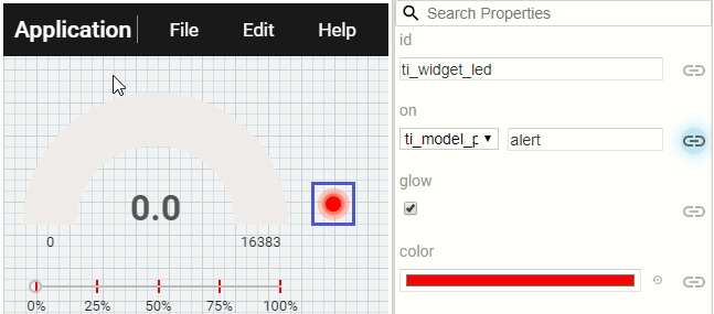 Bind the alert variable to the LED indicator widget.