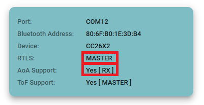 Verify the master's capabilities listed by the RTLS UI