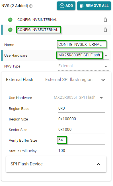 SysConfig add NVS