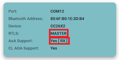 Verify the Central's capabilities listed by the RTLS UI