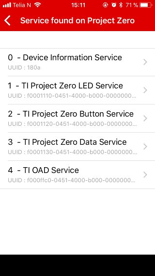 SimpleLink Starter Project Zero UUIDs