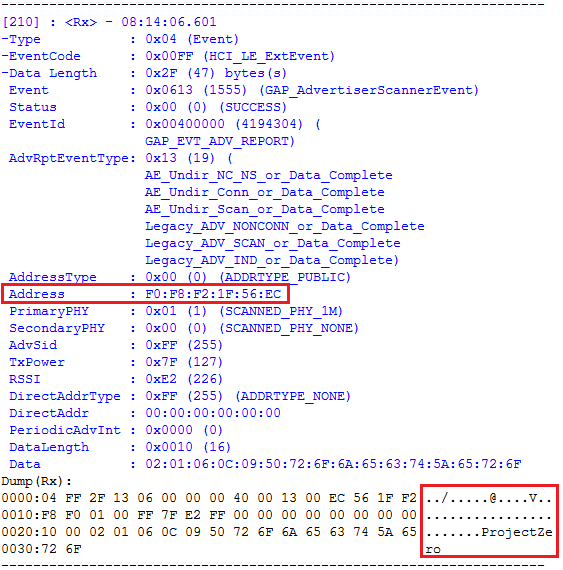 GAP device discovery event
