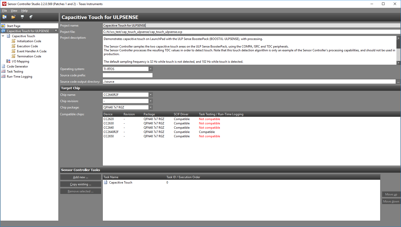 Opened project