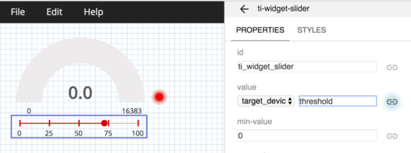 Bind the threshold variable to the horizontal slider widget.