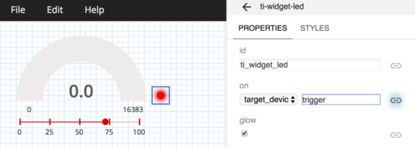 Bind the trigger variable to the LED indicator widget.
