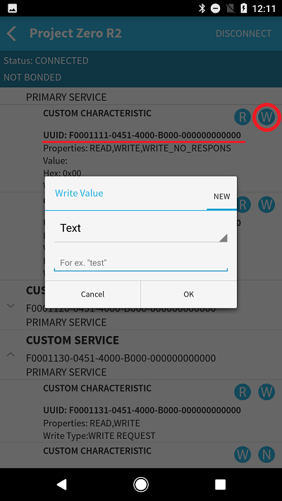 BLE Scanner Write New Value