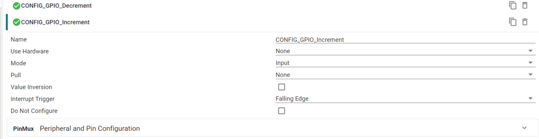 Create 2 GPIO input instances