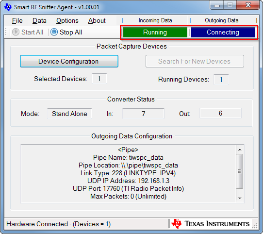 sniffer agent waiting for connection