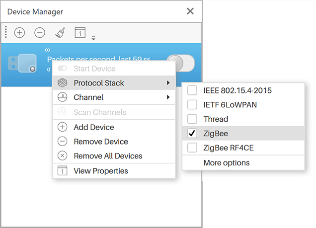 ubiqua select Zigbee protocol option